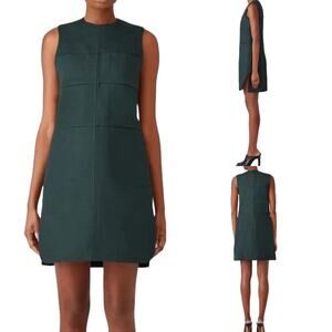 CARVEN Green Wool Twill 100% Cotton Shift Pockets Dexter Shift Dress sz 40